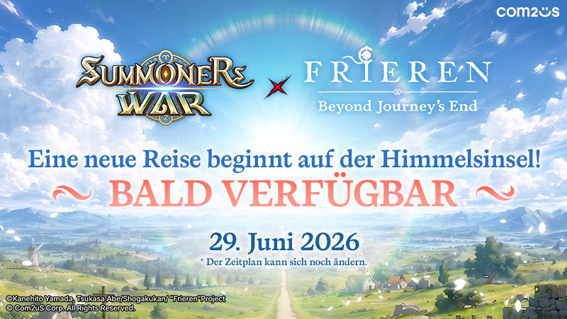 „Frieren und ihre Gefährten kommen auf die Himmelsinsel!“ Com2uS kündigt Kollaboration von „Summoners War“ mit dem TV-Anime „Frieren: Nach dem Ende der Reise“ an
